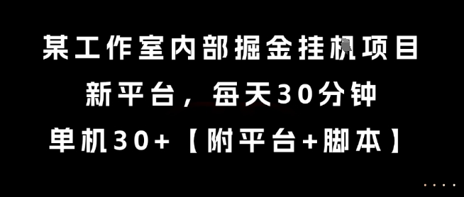 某工作室内部掘金挂G项目，新平台，每天30分钟，单机30+【揭秘】-桂芽网创