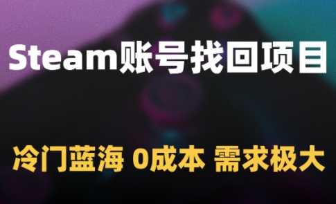Steam账号找回项目，冷门蓝海，0成本，需求极大-桂芽网创