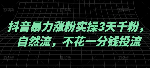 抖音暴力涨粉实操3天千粉，自然流，不花一分钱投流，实操经验分享-桂芽网创