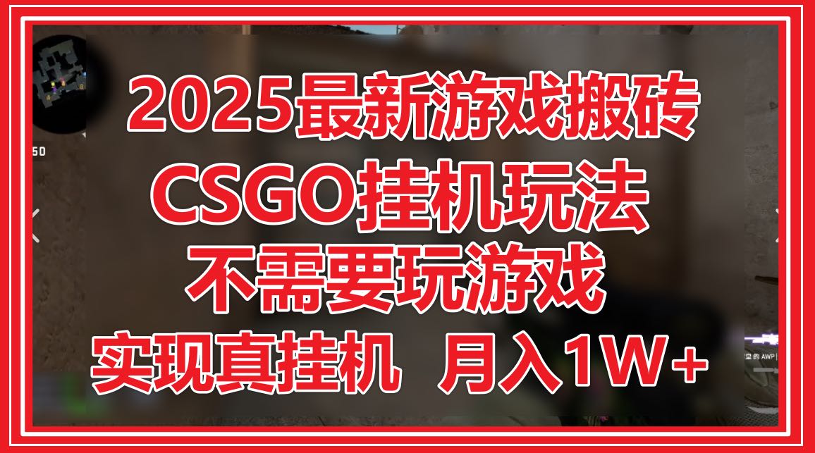 2025最新游戏搬砖，CSGO挂机，不需要玩游戏，实现真挂机，月入1W+-桂芽网创