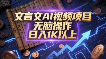 文言文AI视频项目，无脑操作，日入1K以上-桂芽网创