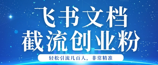 利用飞书文档截流创业粉轻松引流200+-桂芽网创