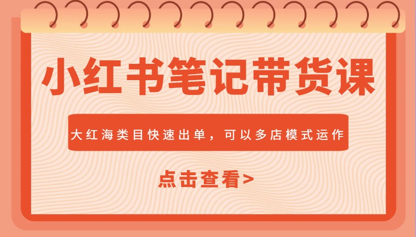 小红书笔记带货课，大红海类目快速出单，市场大，可以多店模式运作(更新)-桂芽网创
