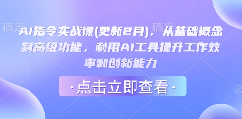 AI指令实战课(更新2月)，从基础概念到高级功能，利用AI工具提升工作效率和创新能力-桂芽网创