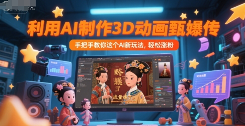 利用AI制作3D动画甄嬛传，流量爆了，手把手教你这个AI新玩法，轻松涨粉-桂芽网创