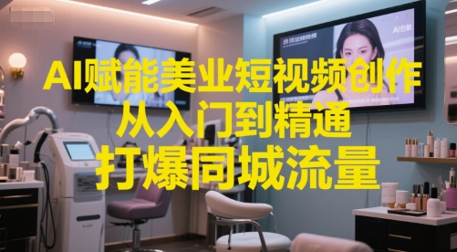 AI赋能美业短视频创作，从入门到精通，打爆同城流量，超级AI工具短视频实操落地-桂芽网创