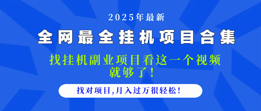 2025最全挂机项目合集 找项目看这一个视频就够了，做对项目月入过万很…-桂芽网创