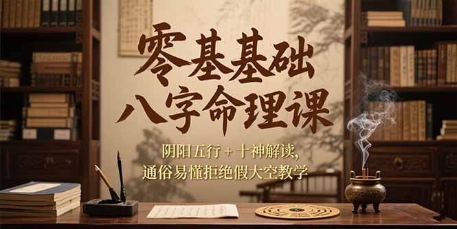 零基础八字命理课，阴阳五行+十神解读，通俗易懂拒绝假大空教学-桂芽网创