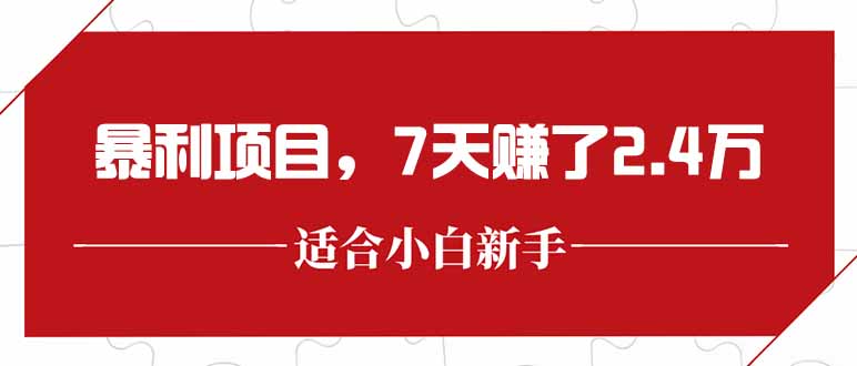 最新暴利项目，每单收益轻松在300以上，7天赚了2.4万-桂芽网创