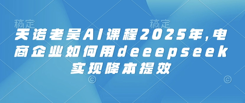 天诺老吴AI课程2025年，电商企业如何用deeepseek实现降本提效-桂芽网创