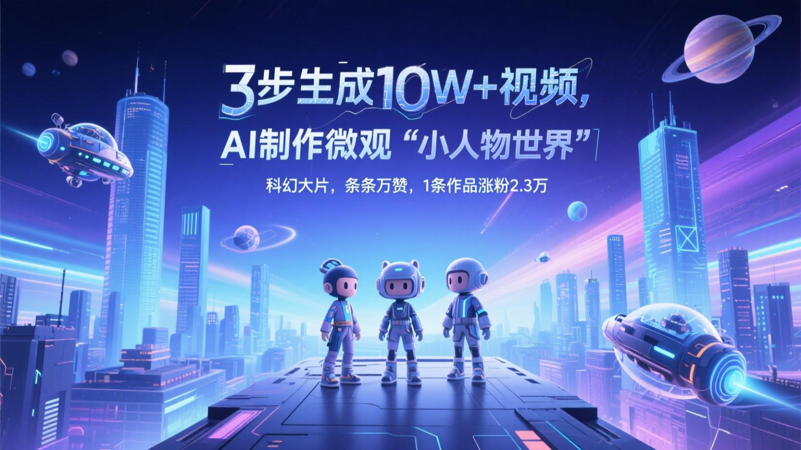 三步生成10W+视频，AI制作微观“小人物世界”科幻大片，条条万赞，1条作品涨粉2.3万-桂芽网创