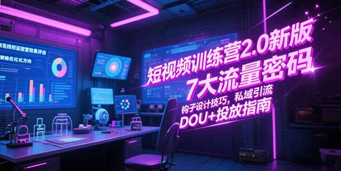 短视频训练营2.0新版，7大流量密码/钩子设计技巧/私域引流/DOU+投放指南-桂芽网创