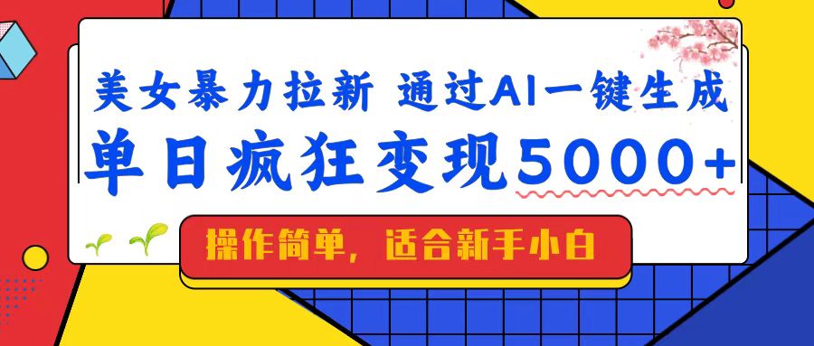 （14347期）美女暴力拉新，通过AI一键生成，单日疯狂变现5000+，纯小白一学就会！-桂芽网创