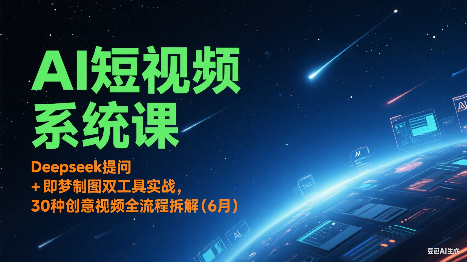 AI短视频系统课：Deepseek提问 + 即梦制图双工具实战，30种创意视频全流程拆解(6月)-桂芽网创