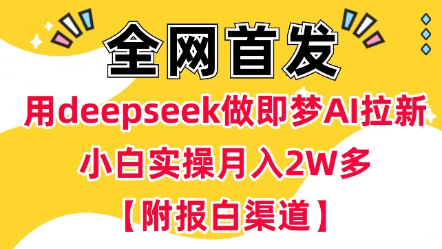 用deepseek做即梦Ai拉新 小白实操月入过W+【附报白渠道】-桂芽网创