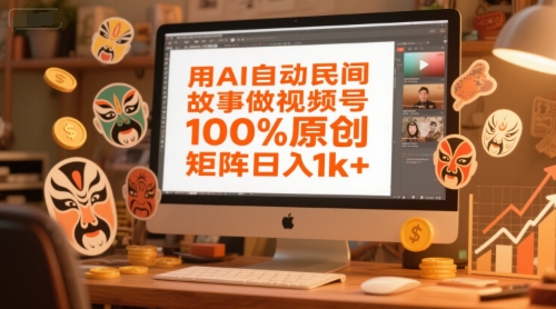 用AI自动民间故事做视频号，100%原创，矩阵日入1k+-桂芽网创