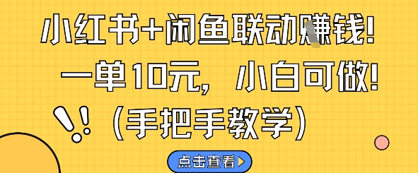 小红书+闲鱼联动挣钱，一单10元，小白可做-桂芽网创