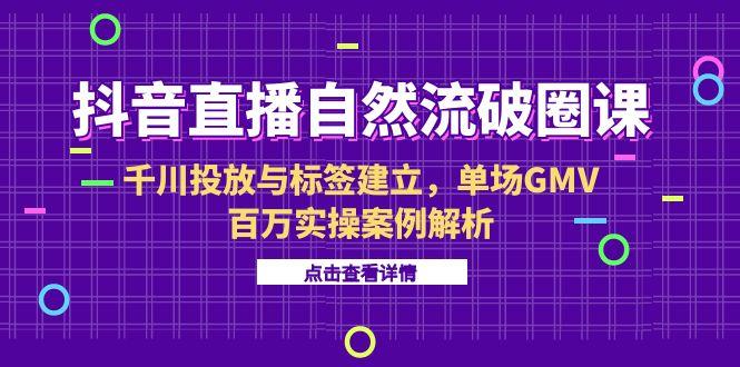 抖音直播自然流破圈课-6月，千川投放与标签建立，单场GMV百万实操案例解析-桂芽网创