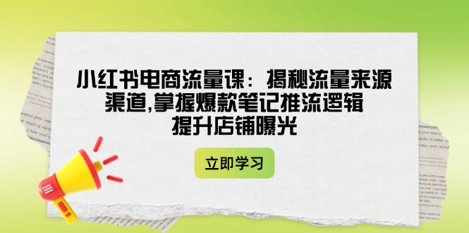 （14318期）小红书电商流量课：揭秘流量来源渠道,掌握爆款笔记推流逻辑,提升店铺曝光-桂芽网创