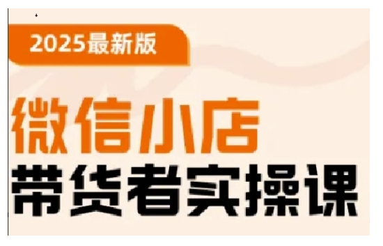 2025最新版微信小店带货者实操课，基础操作到高级运营技巧，快速上手-桂芽网创