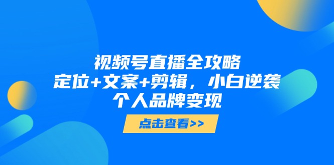 视频号直播全攻略，定位+文案+剪辑，小白逆袭个人品牌变现-桂芽网创