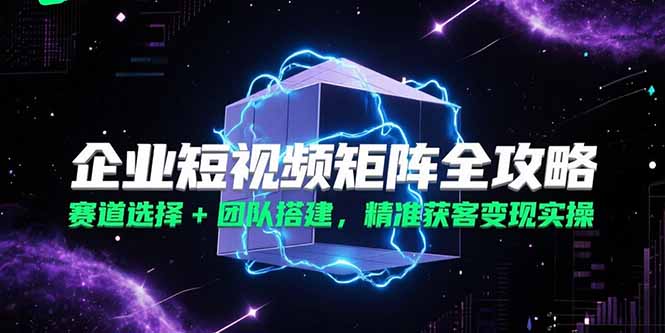 企业短视频矩阵全攻略，赛道选择+团队搭建，精准获客变现实操-桂芽网创