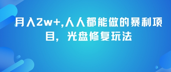 月入2w+，人人都能做的暴利项目，光盘修复玩法-桂芽网创