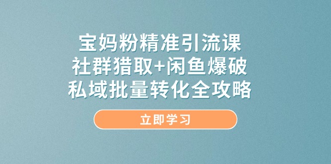 宝妈粉精准引流课，社群猎取+闲鱼爆破，私域批量转化全攻略-桂芽网创