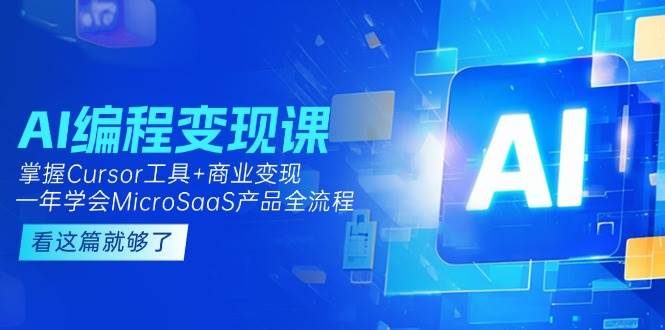 AI编程变现课：掌握Cursor工具+商业变现，一年学会MicroSaaS产品全流程-桂芽网创